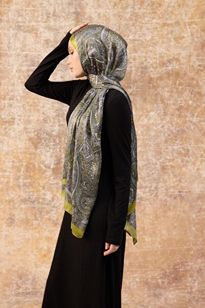 İpekhan Πράσινο ινδικό σάλι βουάλ - 5003-12