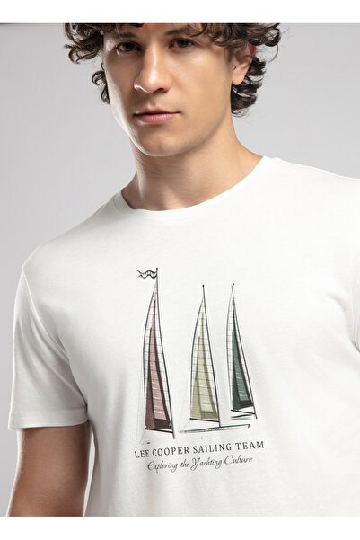 Lee Cooper Round Neck Ecru Men's T-Shirt 252 Lcm 242042 Nelli Ecru