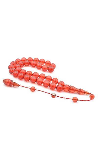 Murty99 Ismail Karasapan Signed Globe Cut Light Red Clamping Amber Prayer Beads