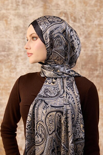 İpekhan Black Ecru Indian Voile Shawl - 5003-14