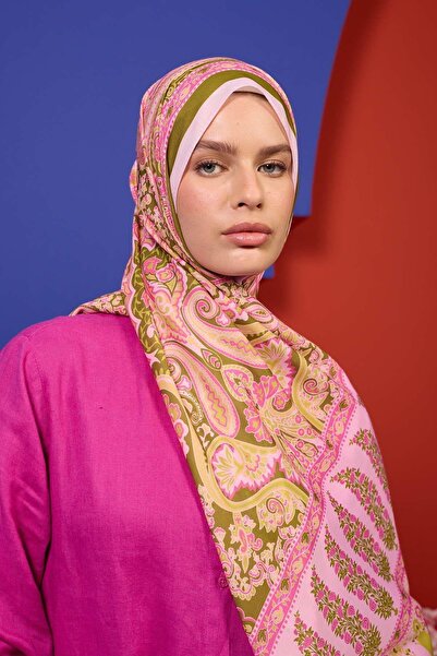 İpekhan Μαλακό σάλι Marrakech Pink Green - Collection 3049-13