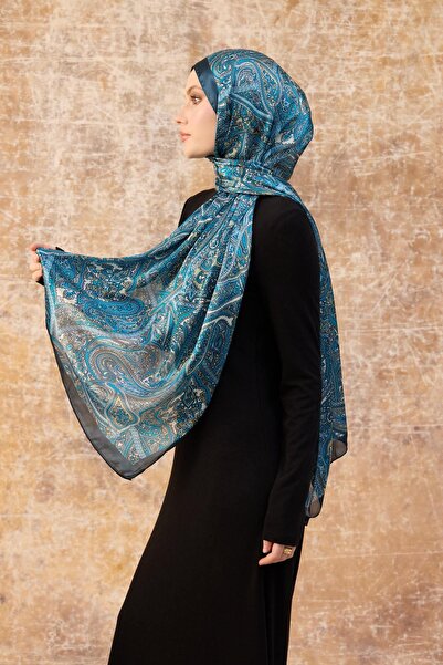 İpekhan Μπλε ινδικό σάλι βουάλ - 5003-09