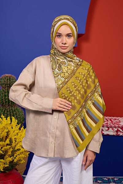 İpekhan Marrakech Collection Soft Shawl Oil Green Mustard 3049-11