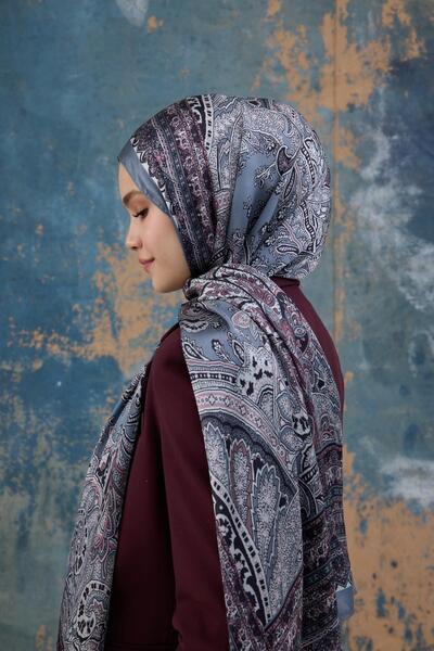 İpekhan Γκρι ινδικό σάλι βουάλ - 5007-11