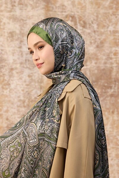İpekhan Πράσινο ινδικό σάλι βουάλ - 5003-03