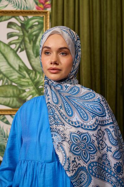 İpekhan Marrakech Συλλεκτικό Μαλακό Σάλι Μπλε Γκρι 3048-01