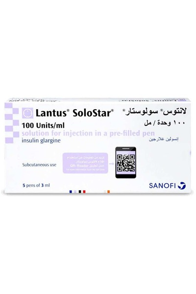 LANTU أقلام لانتوس 100 وحدة دولية/مل إنسولين جلارجين سولوستار، عبوة من 5 قطع،...