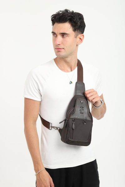 en deri Brown Canvas Men's Shoulder Bag Men's Crossbody Bag