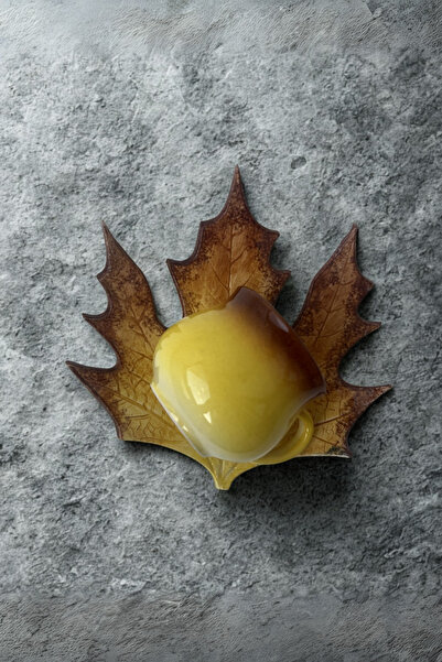 Home El Yapımı Sarı Kahverengi Çınar Yaprak Desenli Çay Kahve Fincanı