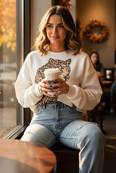 FASHION COCKTAIL Hanorac cu mânecă lungă cu imprimeu mare, cu mânecă lungă, pentru birou, pentru femei, de zi cu zi