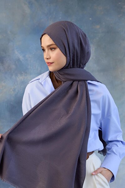 İpekhan Smoked Color Logan Patterned Cotton Jacquard Shawl - 8008-05