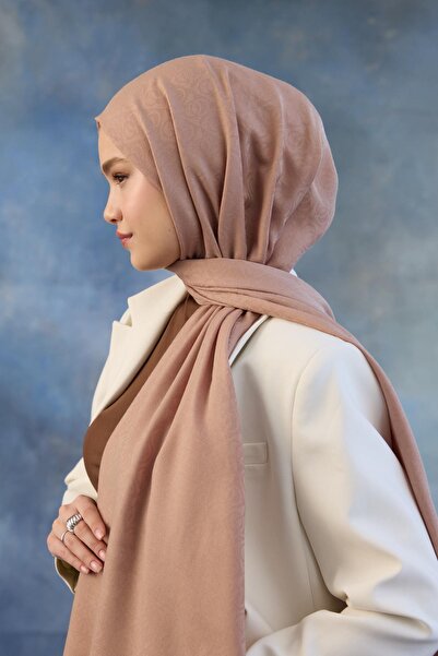 İpekhan Βιζόν 8008-23 - Βαμβακερό σάλι ζακάρ με μοτίβο λογότυπου, γλυκό