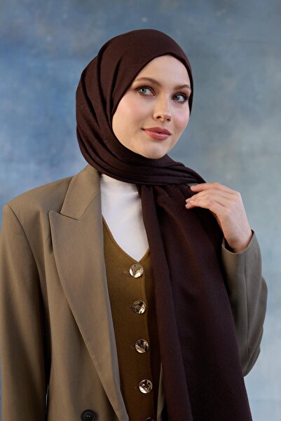 İpekhan Μοτίβο λογότυπου Βαμβακερό ζακάρ σάλι Bitter Brown 8008-16