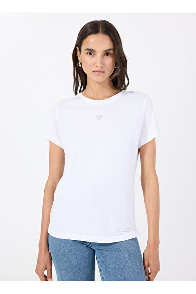 Guess Γυναικείο μπλουζάκι με στρογγυλή λαιμόκοψη με στάμπα CN SS BACK PRINT TEE - ECO HEAVY AR