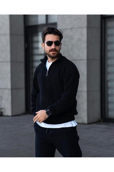 SR MEN'S TRIKO HALF ZIPPERED SWEATER