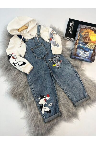 Mişsa Bebe Children's Jeans Trend Salopet Loose Fit Denim 3-6 Years 2 Pieces
