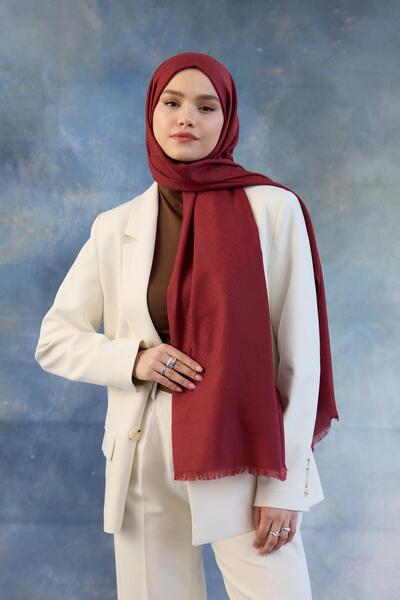 İpekhan Μοτίβο λογότυπου Βαμβακερό ζακάρ σάλι κόκκινο 8008-15