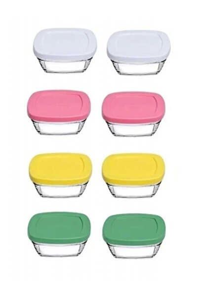 Paşabahçe 96840 Pudding Lid - 8-Piece Breakfast Glass Storage Container, 310cc