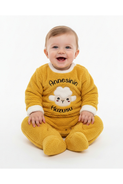 BYMURAT BABY Annesinin Kuzusu Peluş Bebek Tulum - Sarı - 3/6/9/12 Ay