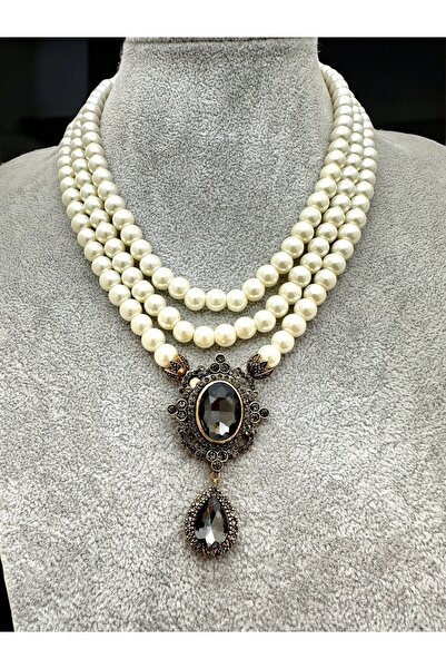 FUYA JEWELLERY Kristal Damla Sallantılı İnci Kolye