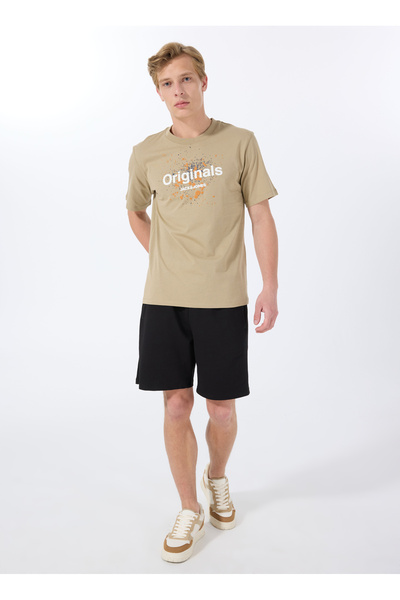 Jack & Jones Bisiklet Yaka Bej Erkek T-Shirt 12288515_JORSPLASH TEE SS CREW NECK