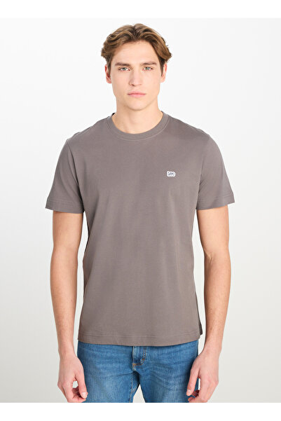 Lee Велосипедна комір Антрацит Чоловіча футболка ML60UFQ003 Regular Fit Patch Logo