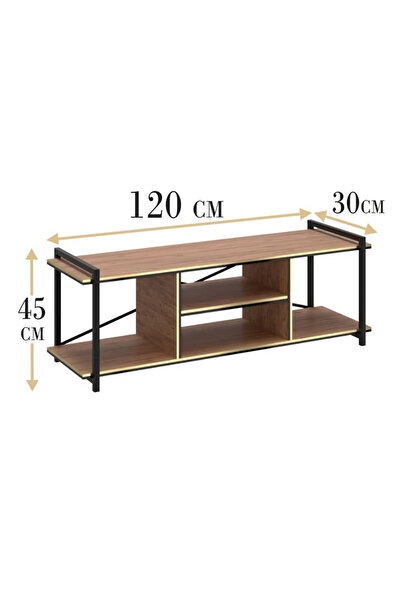 AGD Modern Wooden TV Table with Metal Legs 120x30x45 - Brown