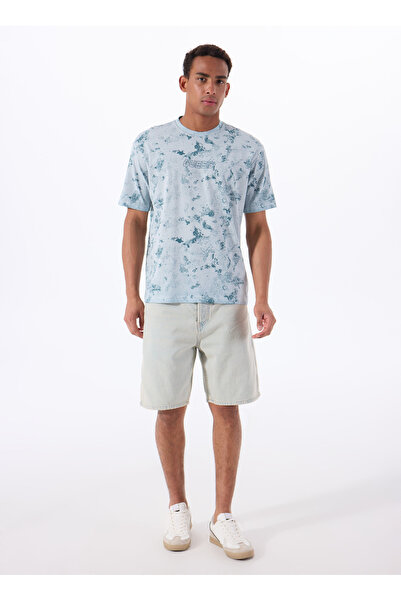 Guess Z5GI01I3Z14P7WN MUSCARI CN T-SHIRT Tricou pentru bărbați cu model, cu gât rotund, albastru
