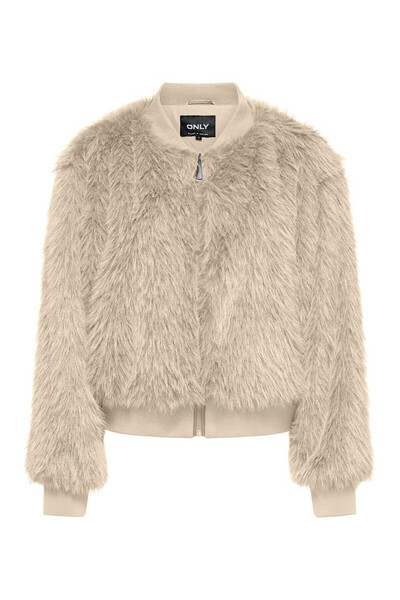 ONLY Γυναικείο παλτό Onlmanny Faux Fur Bomber Beige 15322405
