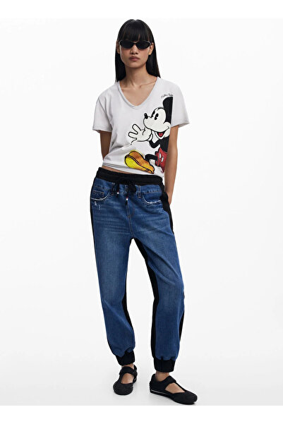 Desigual Bisiklet Yaka Baskılı Beyaz Kadın T-Shirt 25SWTKAG