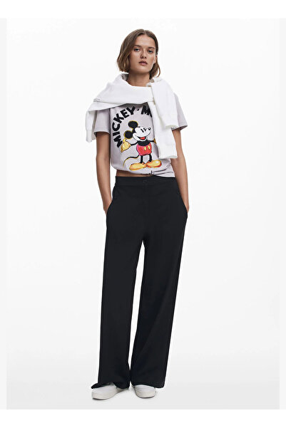 Desigual Bisiklet Yaka Baskılı Beyaz Kadın T-Shirt 25SWTKAI