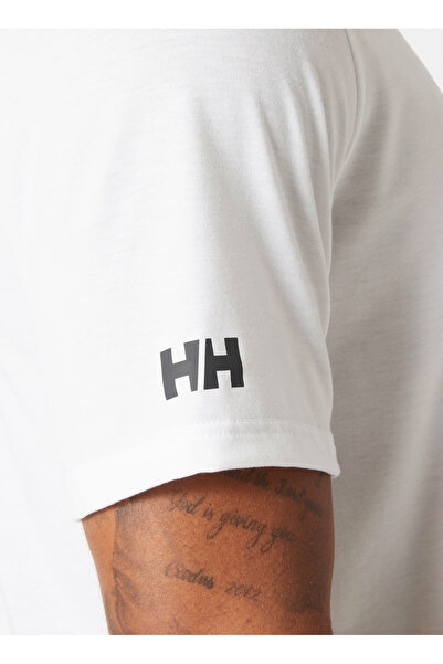 Helly Hansen Hha.34419_Helly Hansen Hp Race Grap White Crew Neck Regular Plain Men's T-Shirt