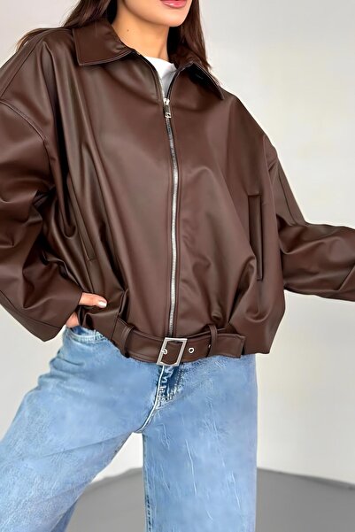 Jaglion Luvren Bomber з поясом Новий сезон Трендова шкіряна куртка