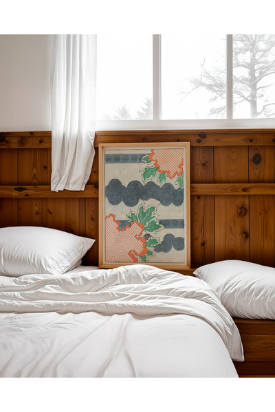 Push Studio Cloud Pattern Illustration Poster - Doğal Ahşap Çerçeveli Tablo - Curated By Push