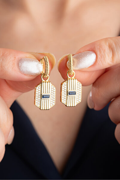 Silvano Jewelry 925 Ayar Gümüş Baget Taşlı Sallantılı Küpe