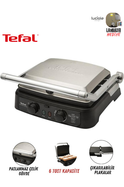 TEFAL Gourmet Minute Izgara Ve Tost Makinesi, Zaman Ayarlayıcılı, Çıkarılabilir Plaka, Lambader Hediye