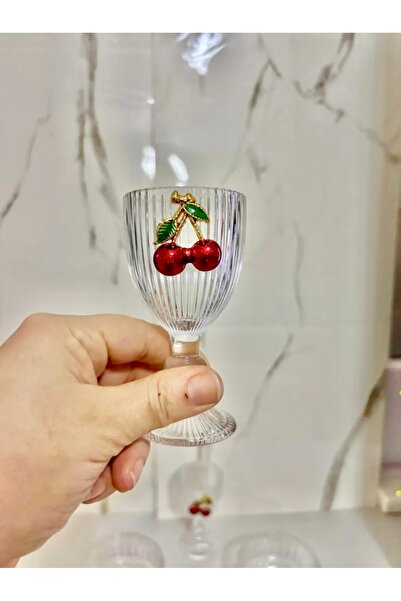 SEVEN7 Kirazlı Cam Kahveyanı Bardağı 1adet 10x5cm
