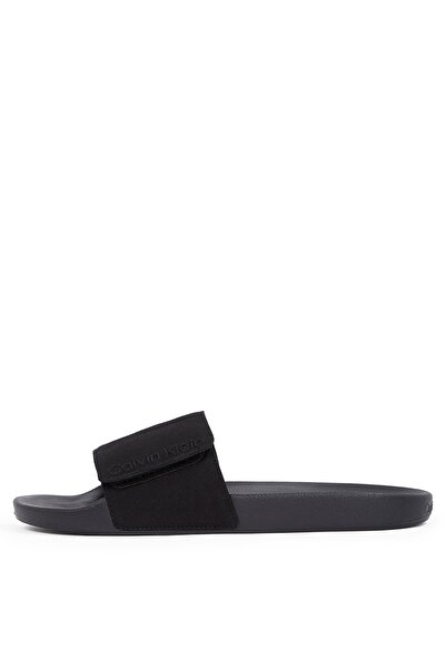 Calvin Klein Men's Comfortable and Flat Sole Sticky Closure Black Slippers Hm0Hm01749-Beh