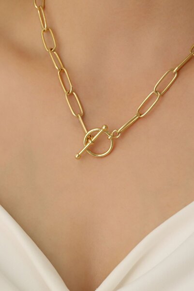 Nox Jewelry 925 Ayar Gümüş Ataç Zincir Kolye Gold