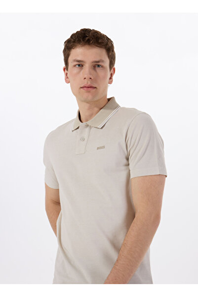 BOSS Bej Erkek Polo T-Shirt PeoxfordNew