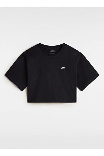 Vans Vn000P5Qblk1-W Salton Relax Crop Ss Black Round Neck Regular Plain Women's T-Shirt