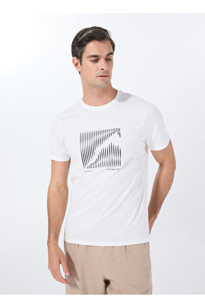 People By Fabrika Bisiklet Yaka Düz Ekru Erkek T-Shirt PBF5SM-TST 5103