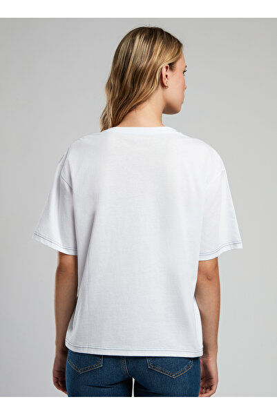 Lee Cooper Crew Neck Printed Ecru Women's T-Shirt 252 Lcf 242014 Karbe Ecru-L