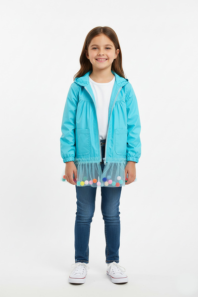 Supriz Sepeti سترة واقية من المطر للفتيات مع بوم بوم