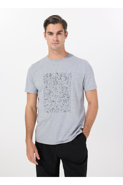 People By Fabrika Bisiklet Yaka Düz Gri Erkek T-Shirt PBF5SM-TST 5106