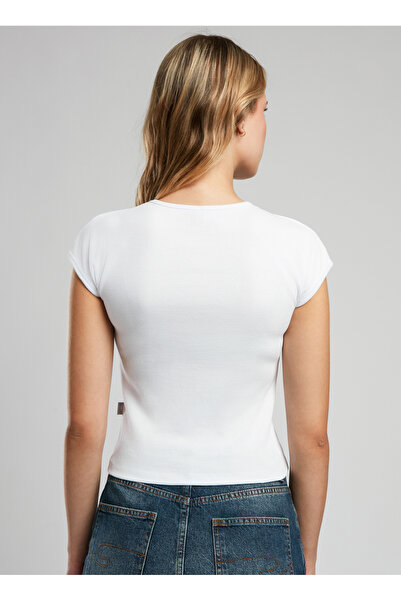 Lee Cooper Crew Neck Plain White Women's T-Shirt 252 Lcf 242015 Rosa White