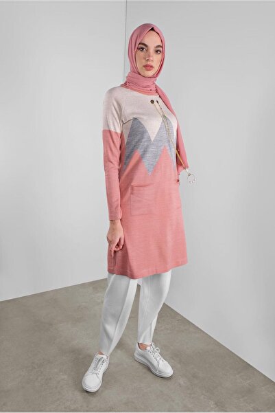 TRENDTESETTÜR Women's Powder Eyelet Metal Accessory Knitwear Tunic 1402