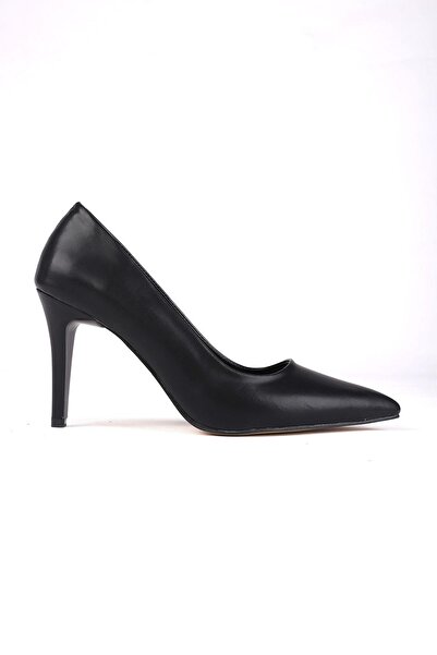 layki Sterio Women's Black Stiletto Pointed Toe Heeled Shoes