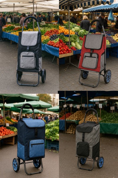 Vadi Katlanabilir Alışveriş Pazar Arabası – Sessiz Teker, Su Geçirmez Kumaş, ...
