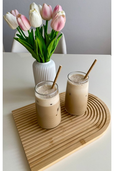 ZEYTUN Half Rainbow Decorative Bamboo Presentation Tray - 32 X 23 cm